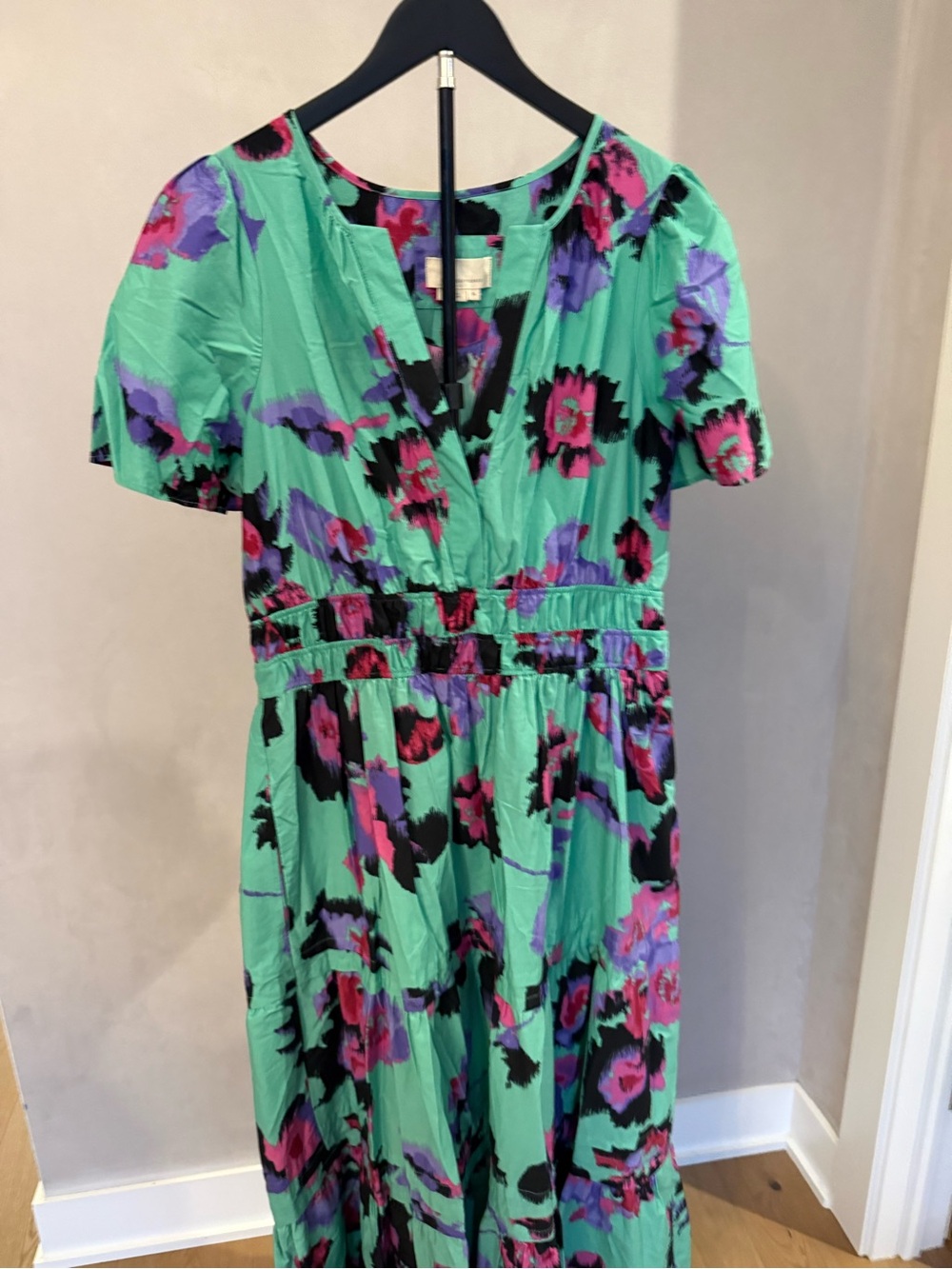 Anthropologie Turquoise Abstract Floral Maxi Dress - Picture 2 of 6
